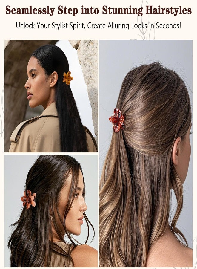 Cubaco 6 PCS Small Flower Hair Clips for Women,1.57" Hawaiian Flower Claw Clips for Thick Thin Hair, Cute Hair Clips, Strong Hold Non Slip Hair Accessories for Girls Christmas Gifts (Tortoise and Black) - Image 2